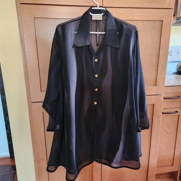 Dressy women's black blouse size XL by Red Coral - Picture 1 of 2